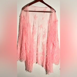 Pink Sheer Lace Coverup and Bralette